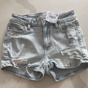 American Eagle Outfitters Light Blue Ripped Jean Shorts
